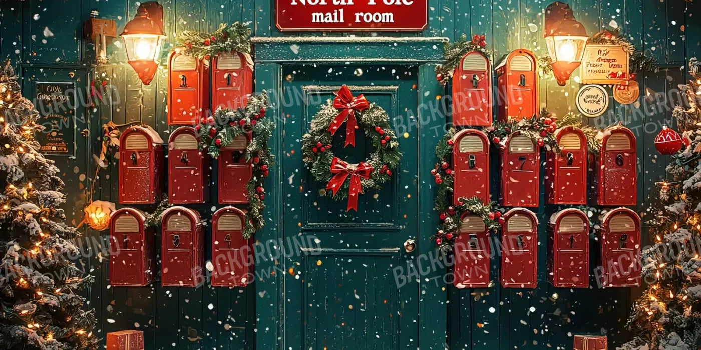 North Pole Mail Room I 16’X8’ Ultracloth (192 X 96 Inch) Backdrop