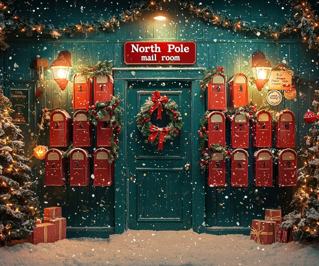 North Pole Mail Room I 5’X4’2 Fleece (60 X 50 Inch) Backdrop