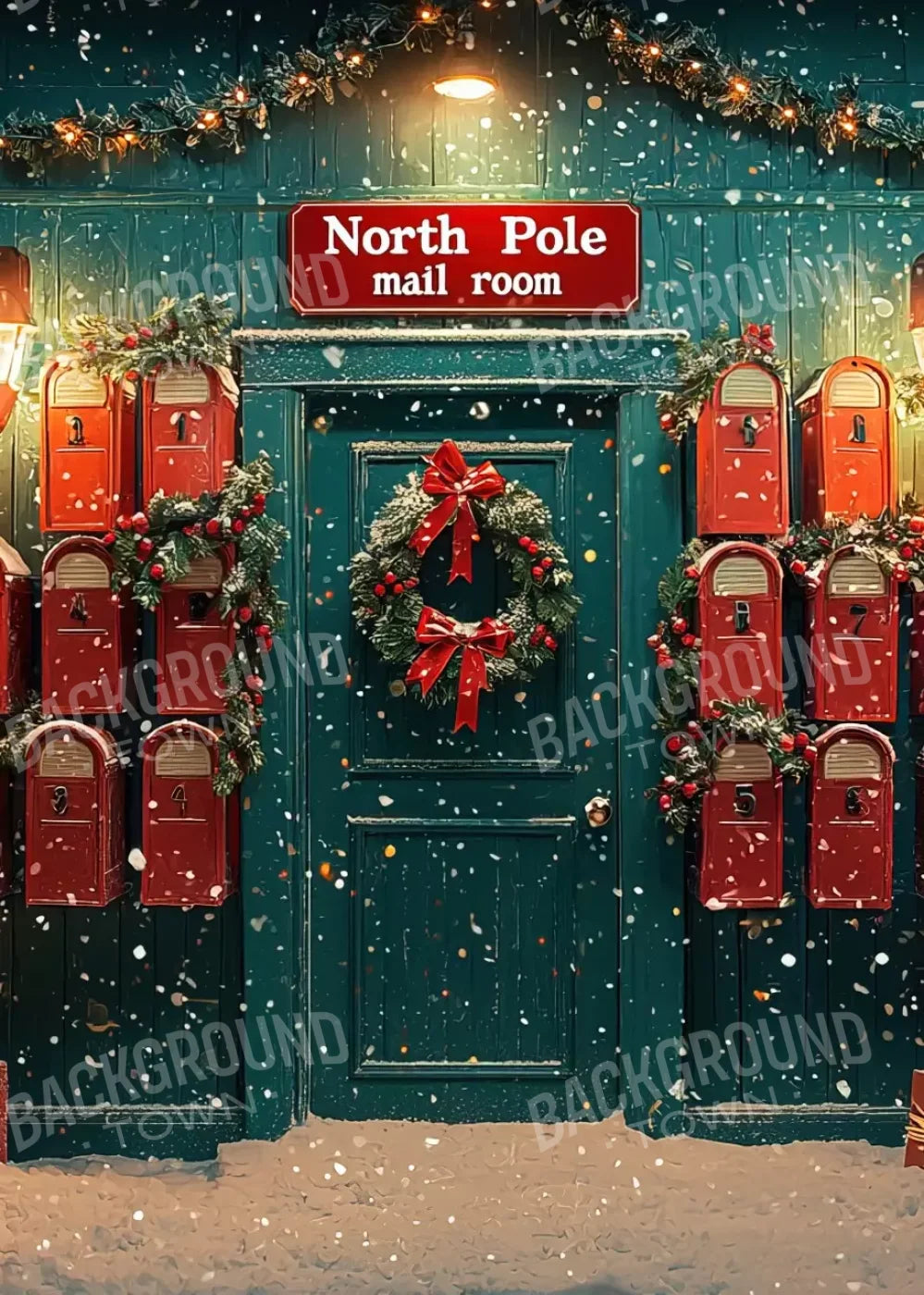 North Pole Mail Room I 5’X7’ Ultracloth (60 X 84 Inch) Backdrop