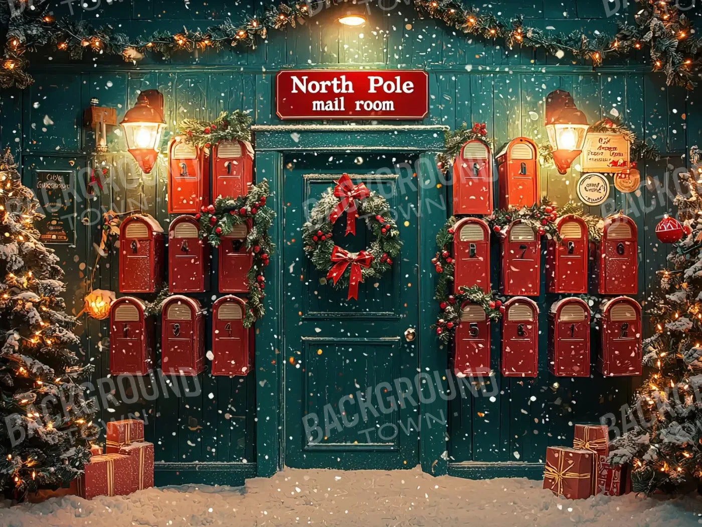 North Pole Mail Room I 6’8X5’ Fleece (80 X 60 Inch) Backdrop