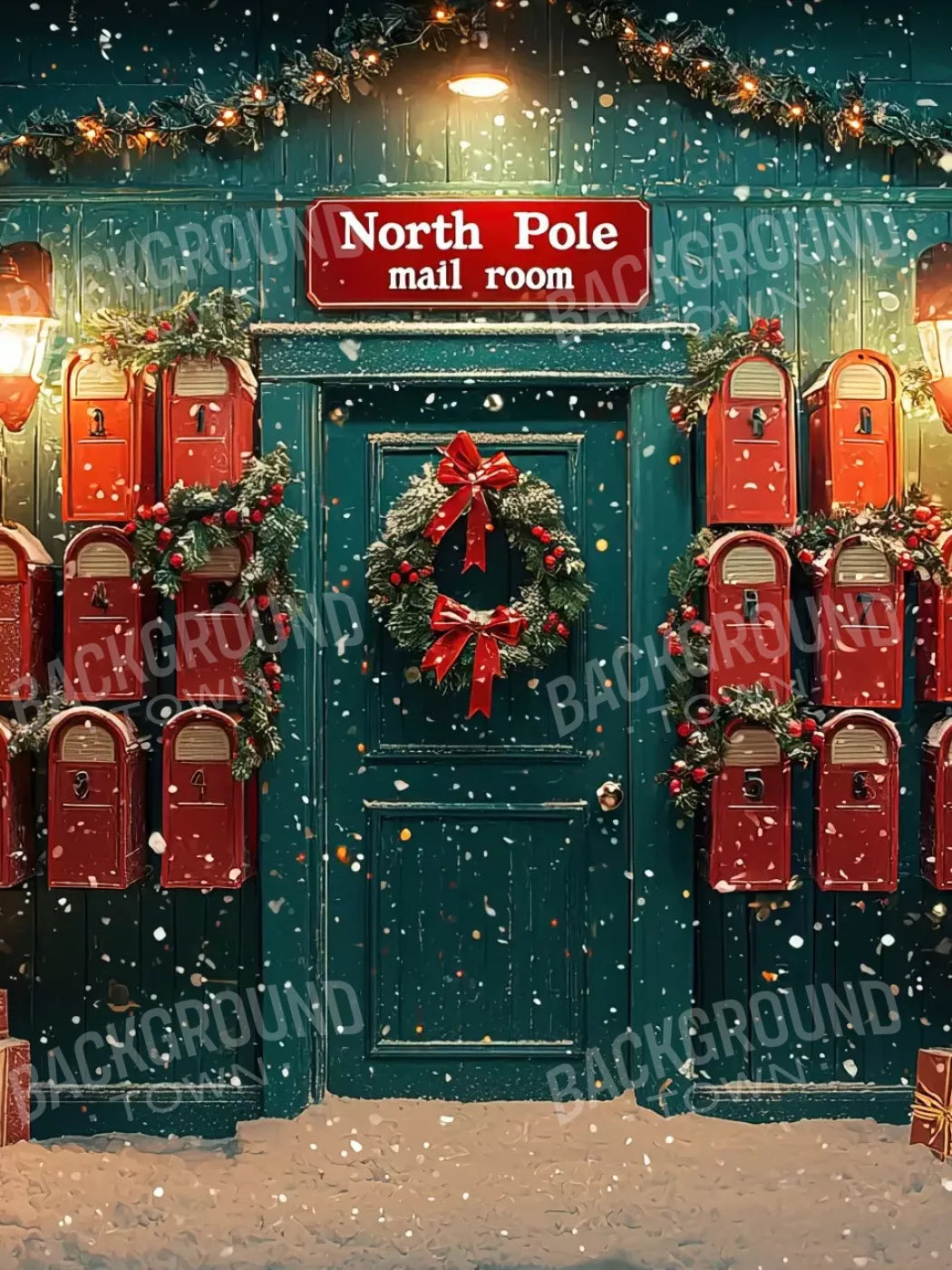 North Pole Mail Room I 6’X8’ Fleece (72 X 96 Inch) Backdrop