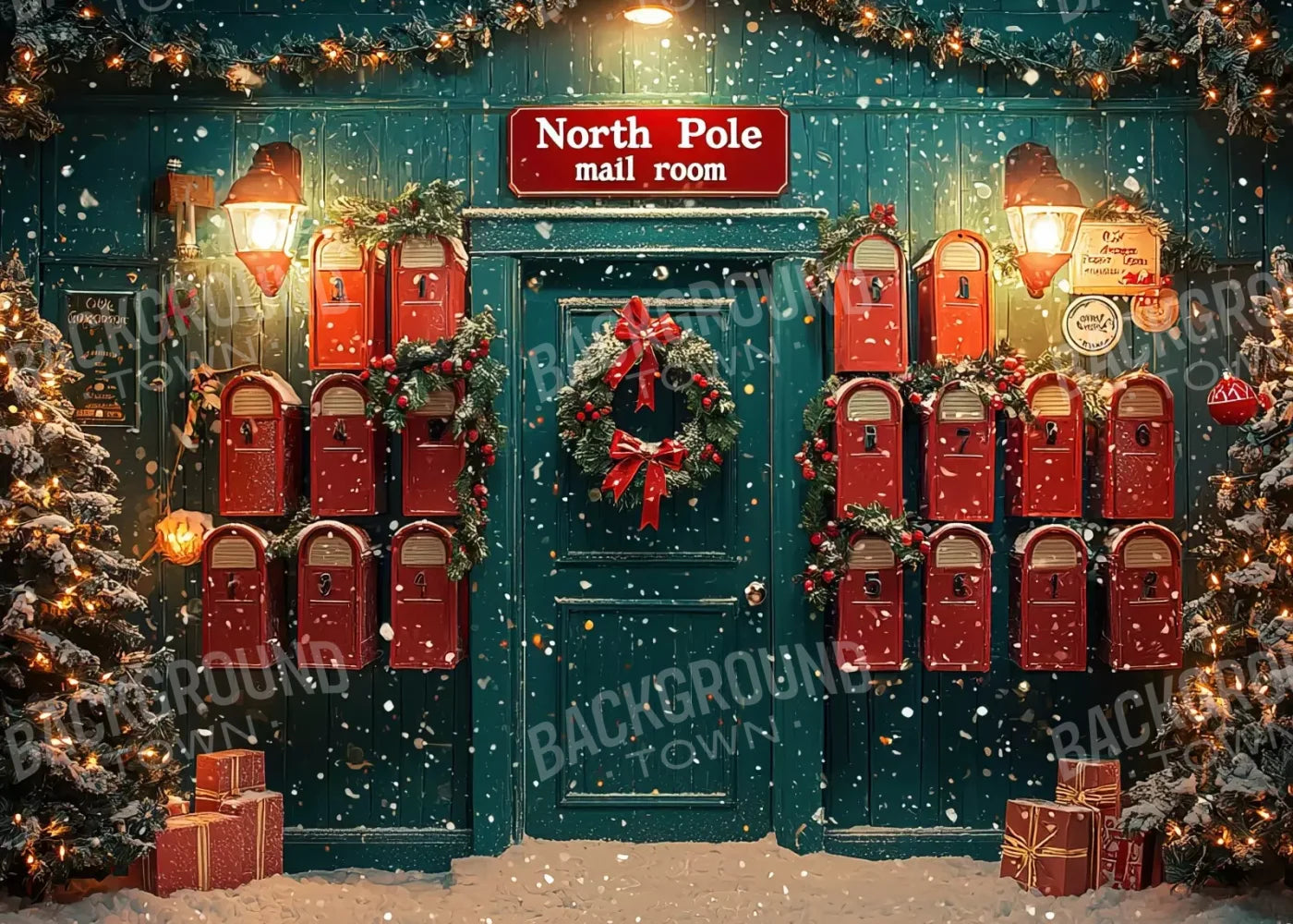 North Pole Mail Room I 7’X5’ Ultracloth (84 X 60 Inch) Backdrop