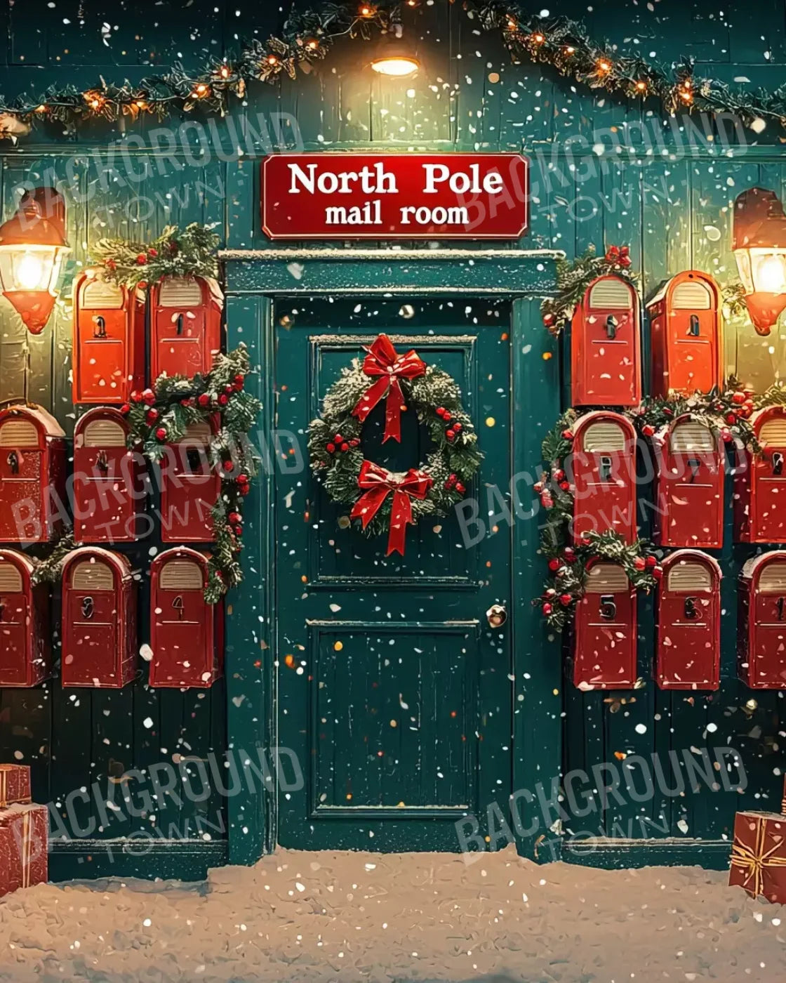 North Pole Mail Room I 8’X10’ Fleece (96 X 120 Inch) Backdrop