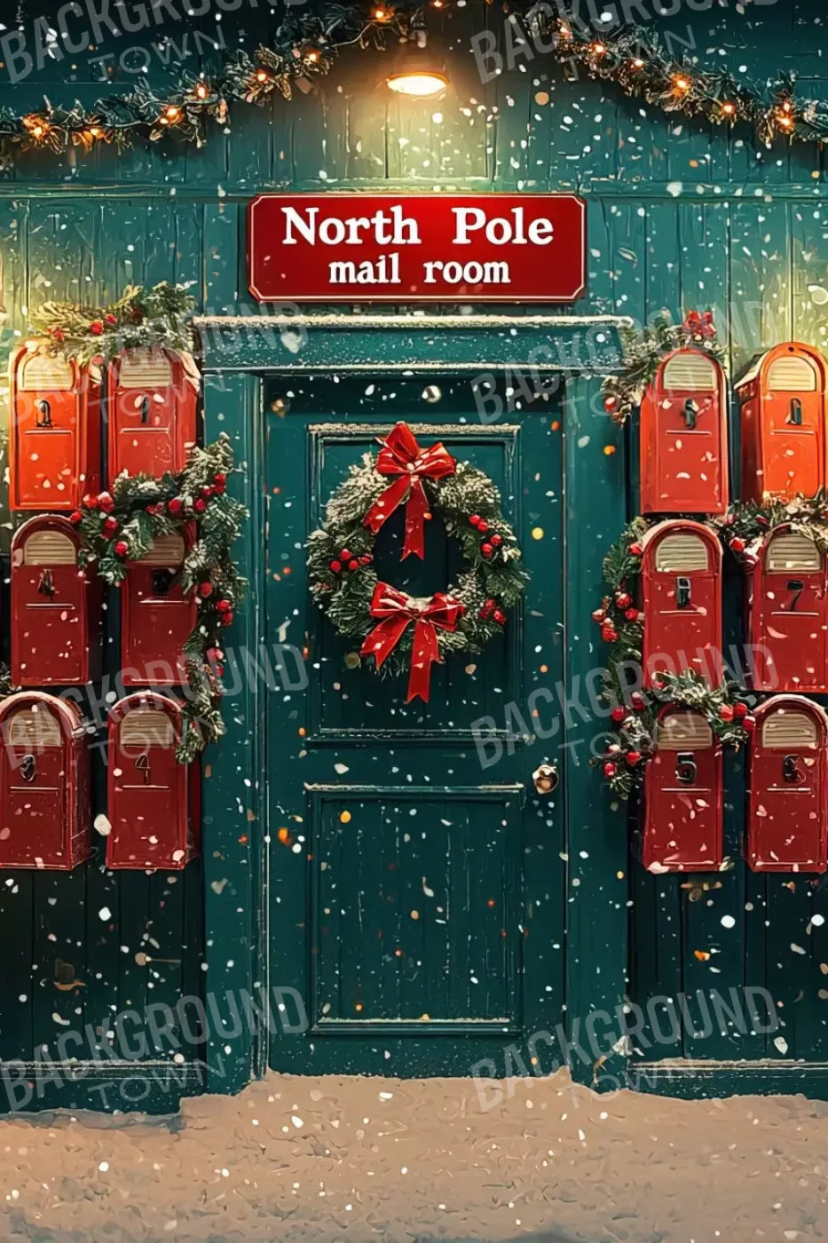 North Pole Mail Room I 8’X12’ Ultracloth (96 X 144 Inch) Backdrop