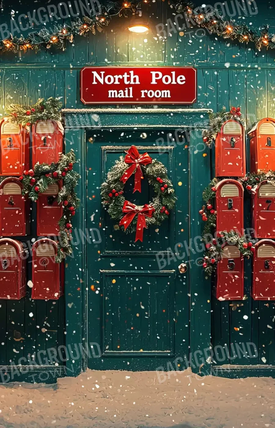 North Pole Mail Room I 9’X14’ Ultracloth (108 X 168 Inch) Backdrop