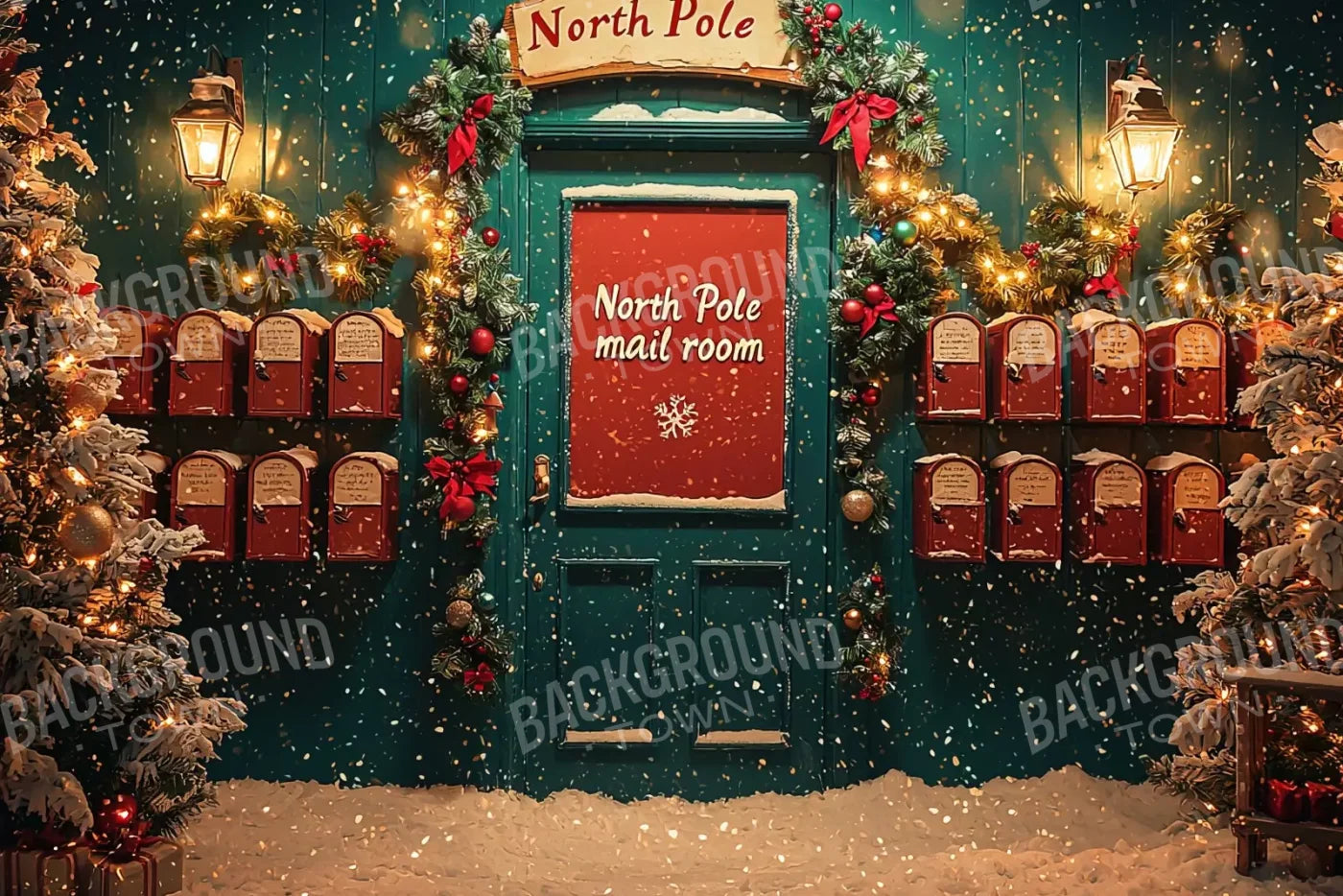 North Pole Mail Room Ii 12’X8’ Ultracloth (144 X 96 Inch) Backdrop