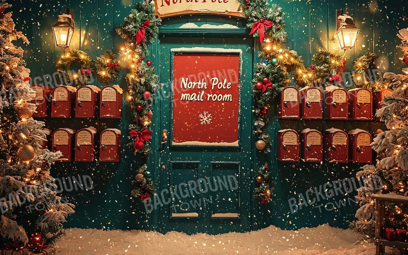 North Pole Mail Room Ii 16’X10’ Ultracloth (192 X 120 Inch) Backdrop