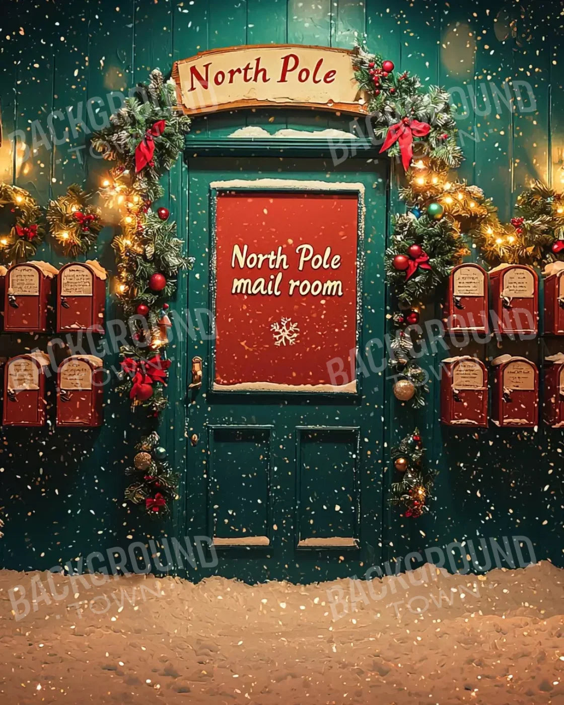 North Pole Mail Room Ii 8’X10’ Fleece (96 X 120 Inch) Backdrop