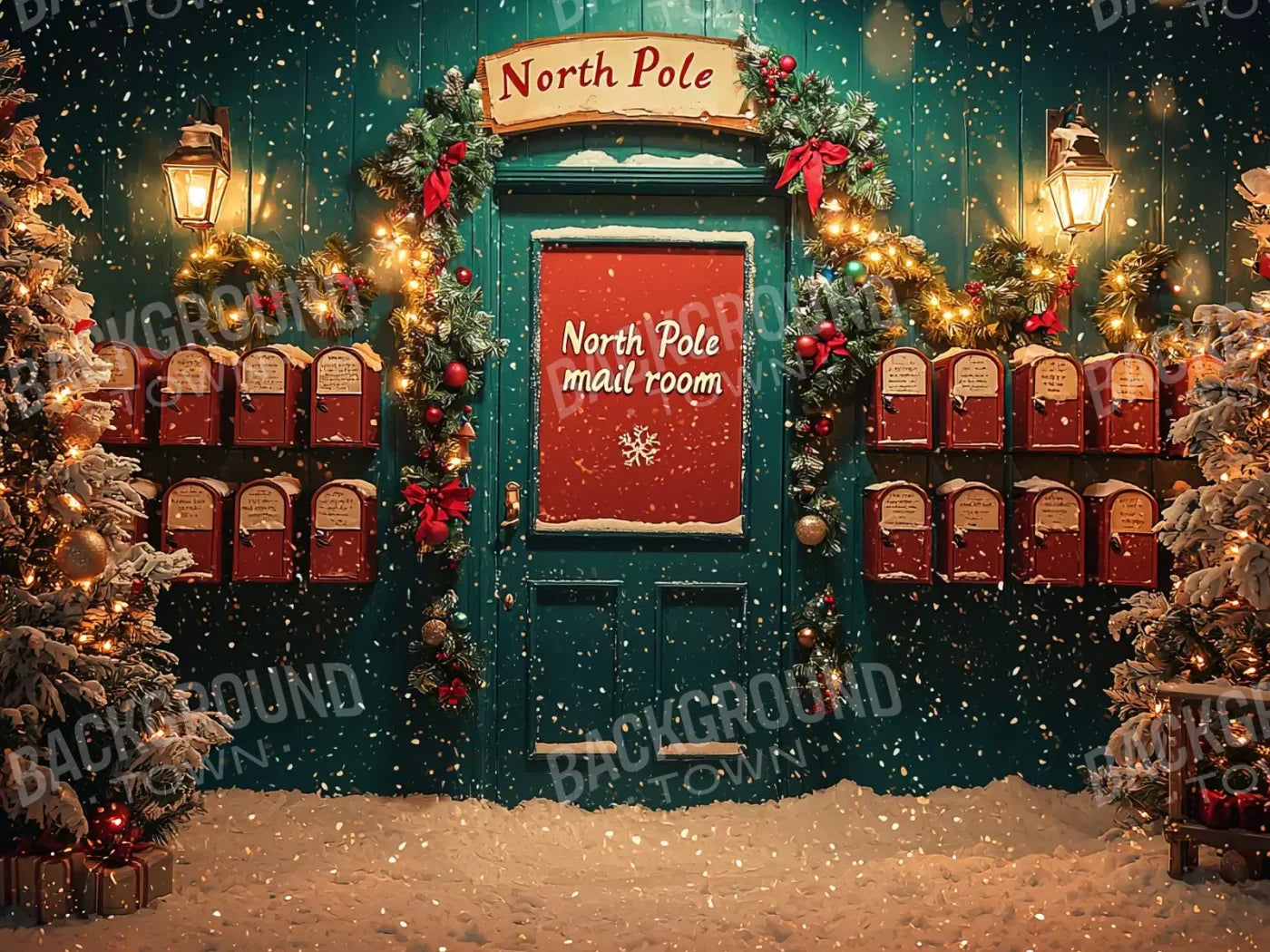 North Pole Mail Room Ii 8’X6’ Fleece (96 X 72 Inch) Backdrop