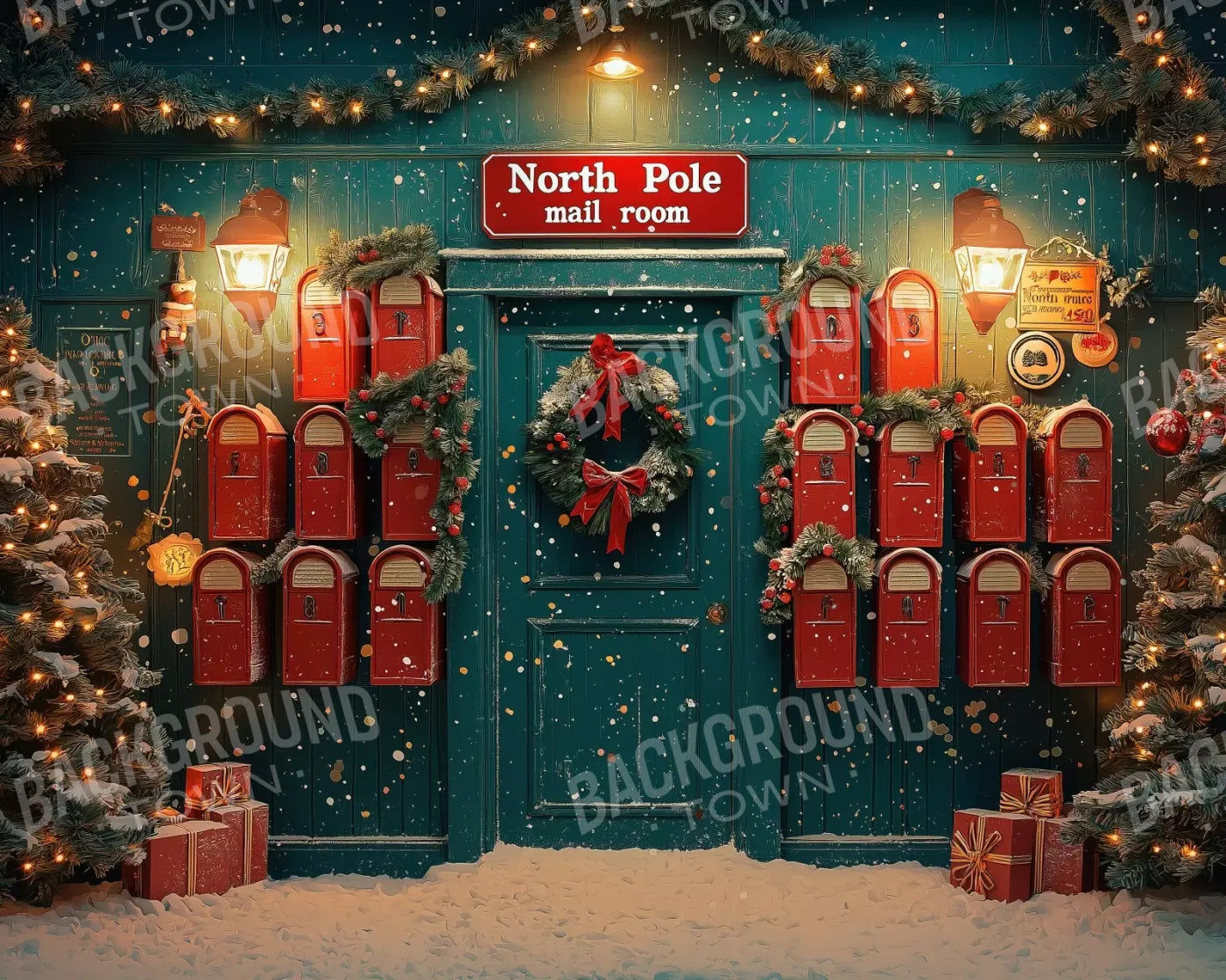 North Pole Mail Room Iii 10’X8’ Fleece (120 X 96 Inch) Backdrop