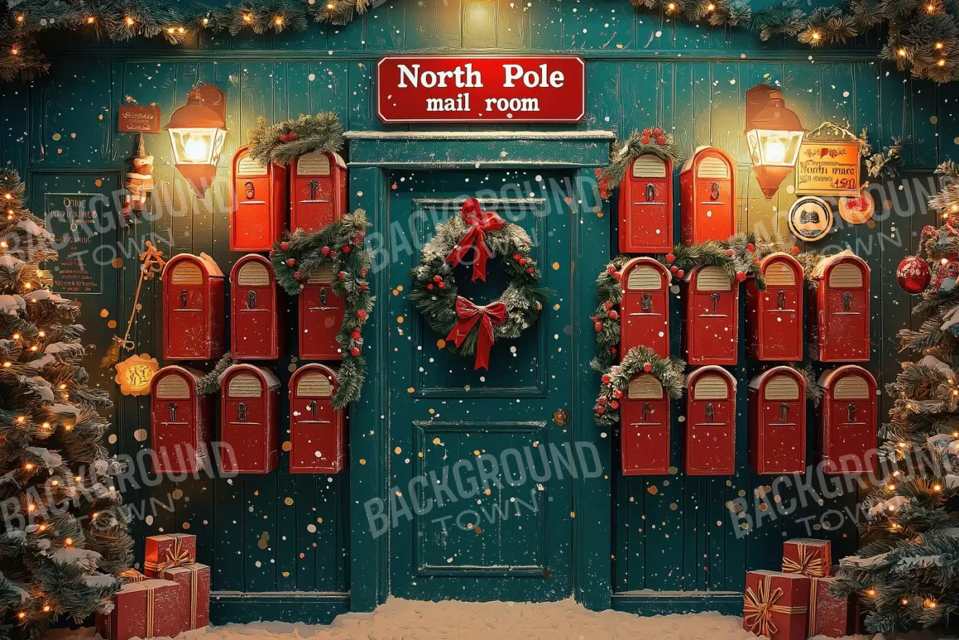 North Pole Mail Room Iii 12’X8’ Ultracloth (144 X 96 Inch) Backdrop