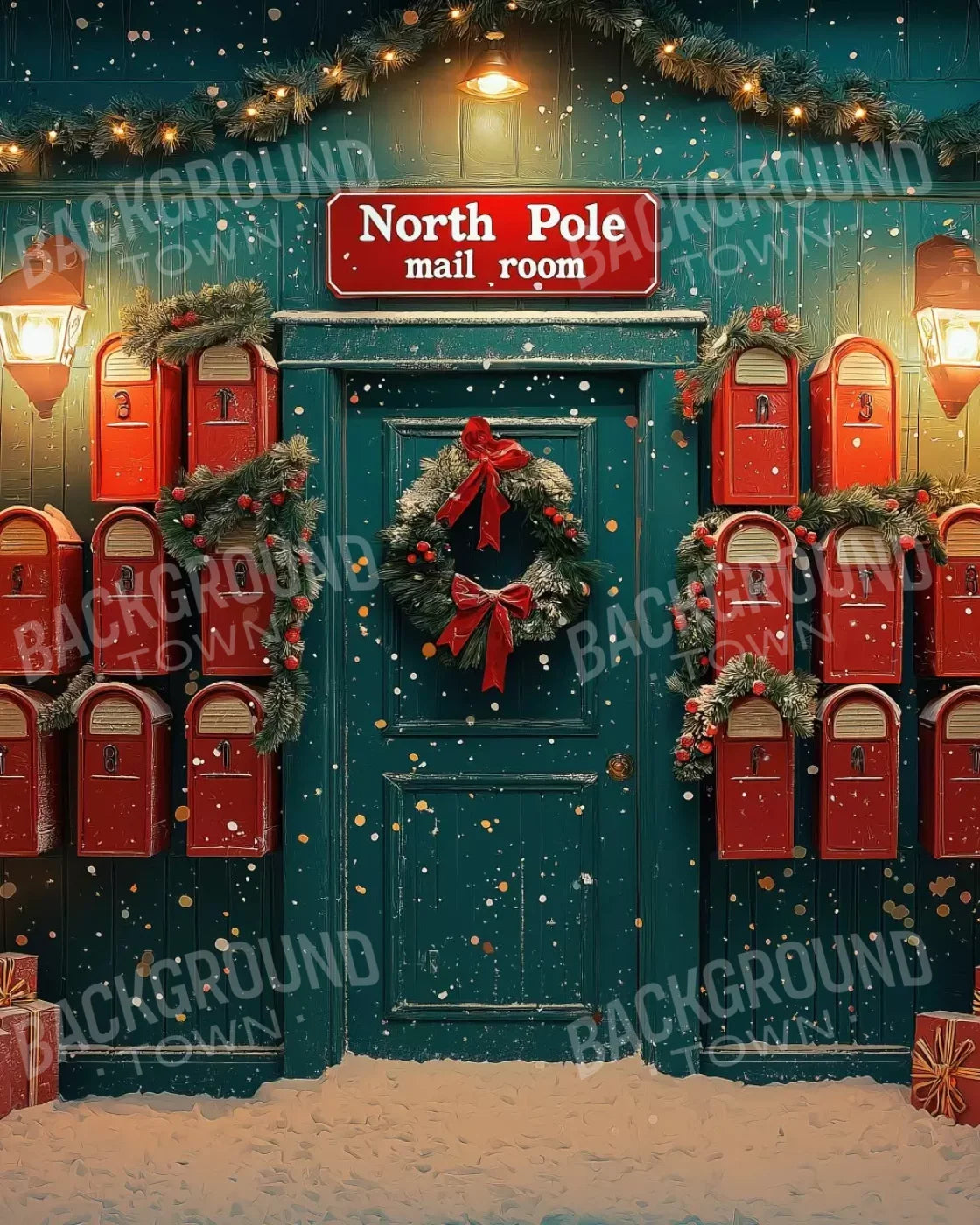 North Pole Mail Room Iii 8’X10’ Fleece (96 X 120 Inch) Backdrop