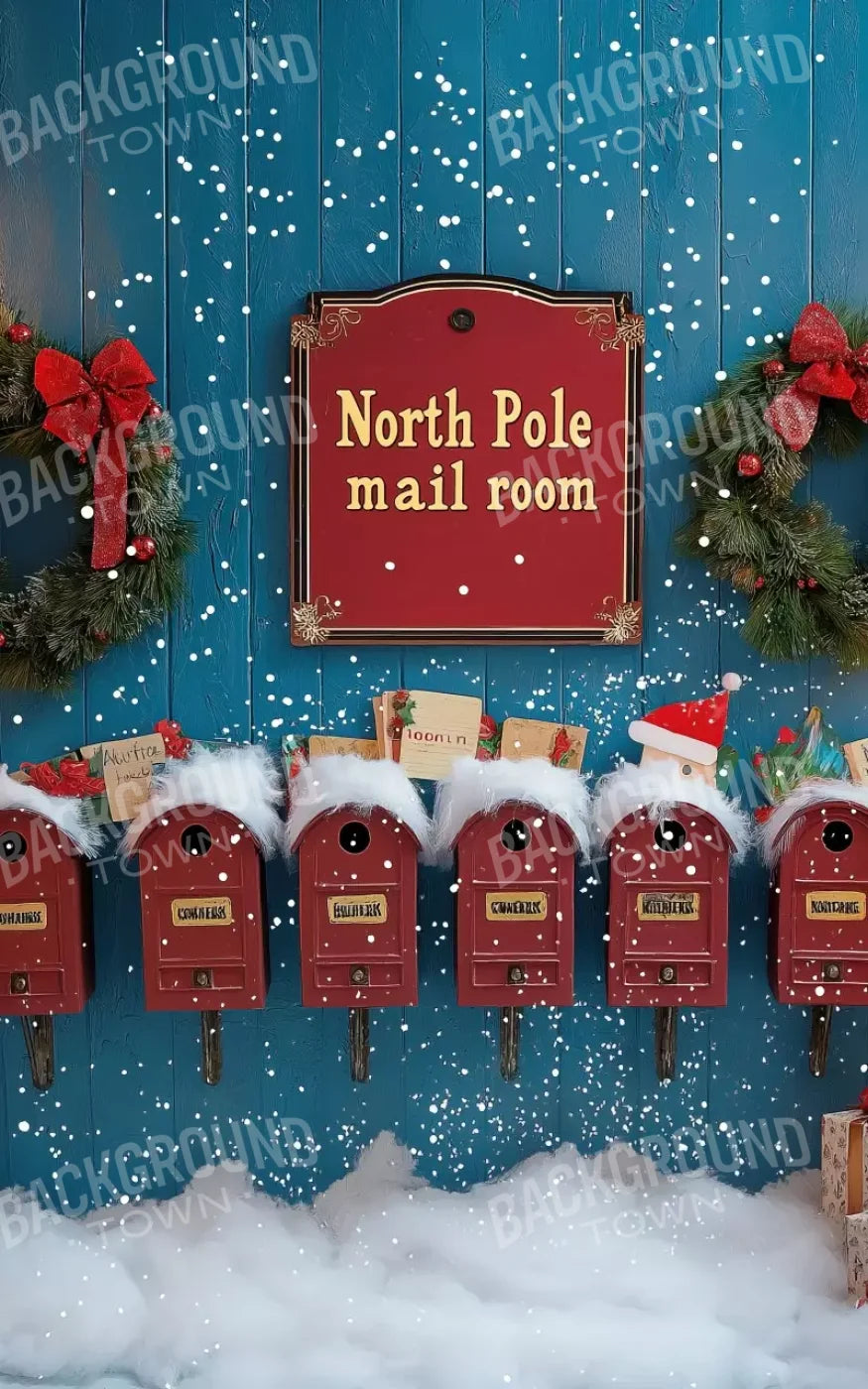 North Pole Mail Room Wall 10’X16’ Ultracloth (120 X 192 Inch) Backdrop