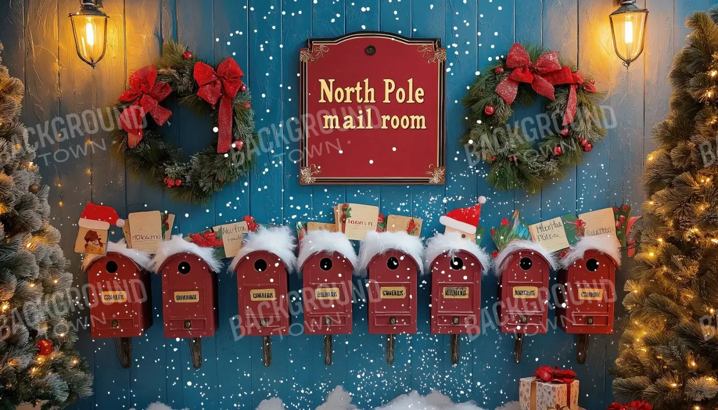 North Pole Mail Room Wall 14’X8’ Ultracloth (168 X 96 Inch) Backdrop