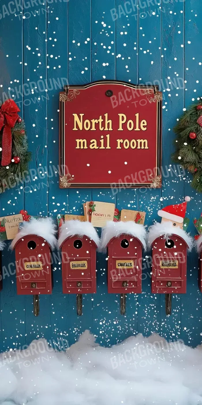 North Pole Mail Room Wall 8’X16’ Ultracloth (96 X 192 Inch) Backdrop
