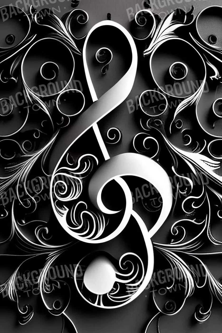 Music Note 5X8 Ultracloth ( 60 X 96 Inch ) Backdrop