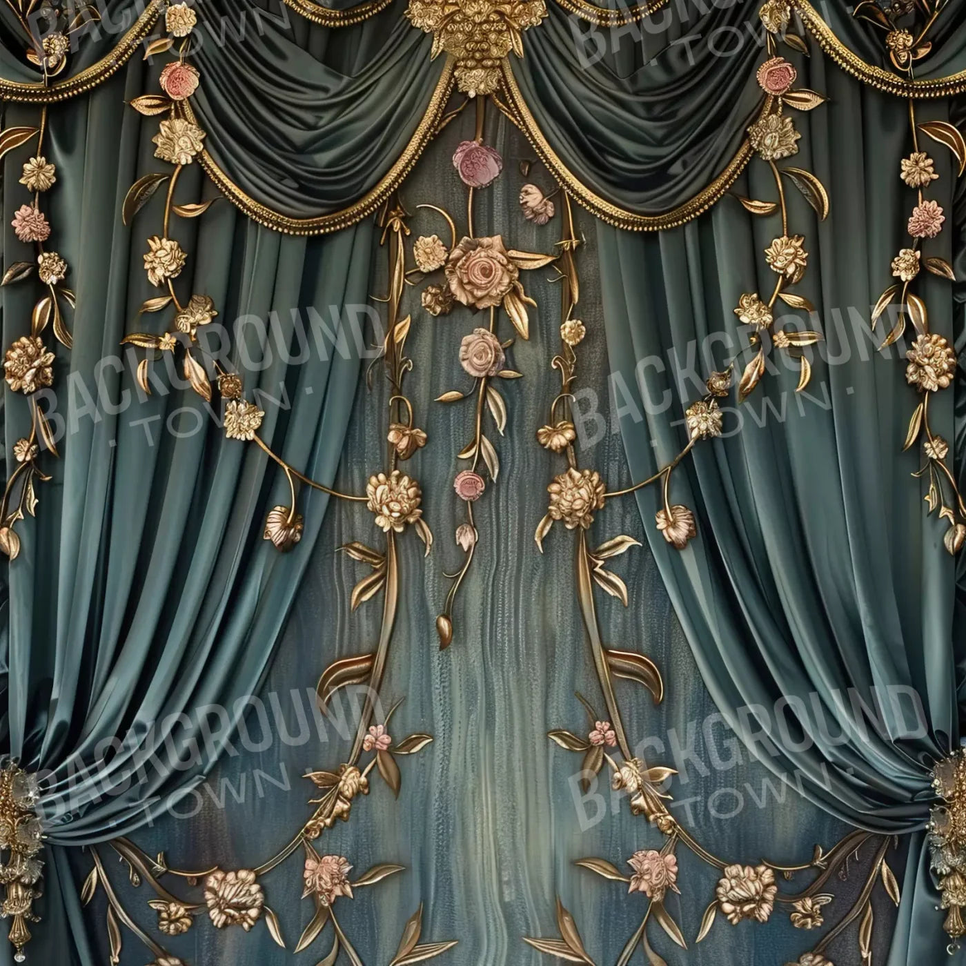 Nouveau Floral Curtain 10’X10’ Ultracloth (120 X Inch) Backdrop