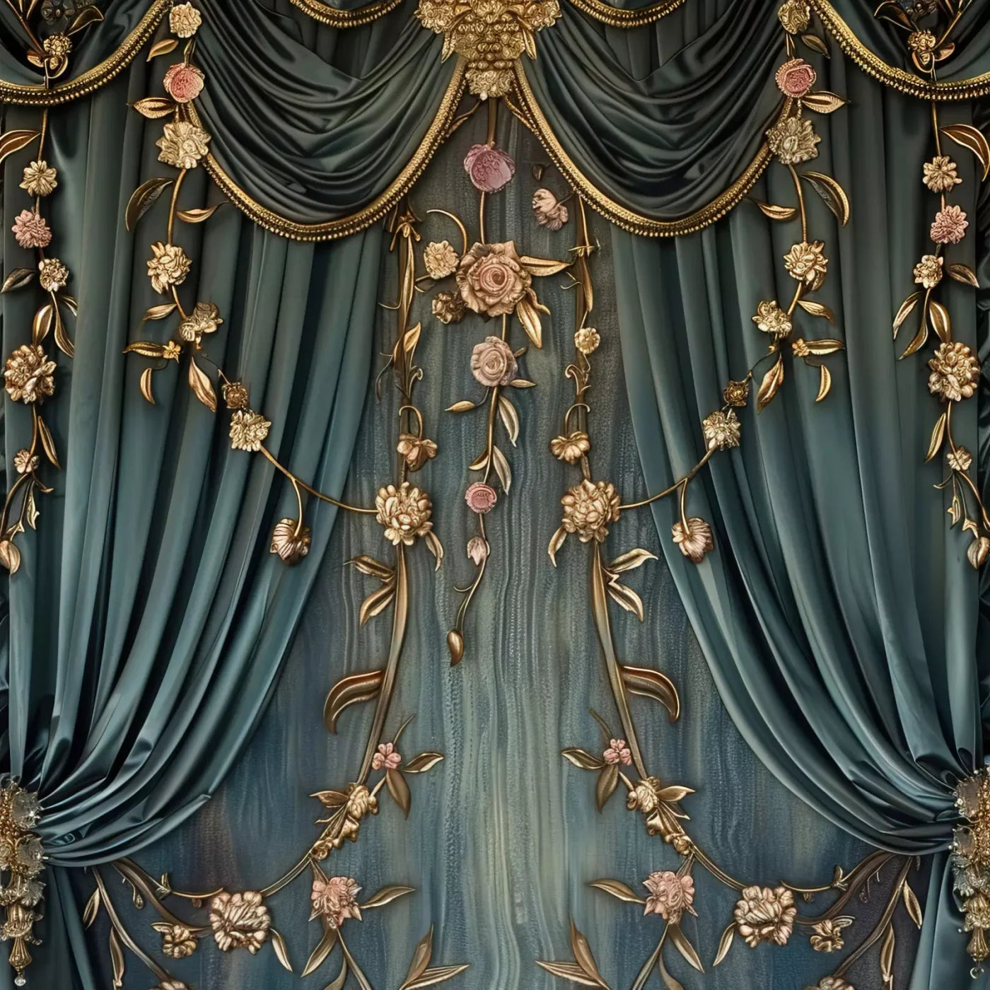 Nouveau Floral Curtain 10’X10’ Ultracloth (120 X Inch) Backdrop
