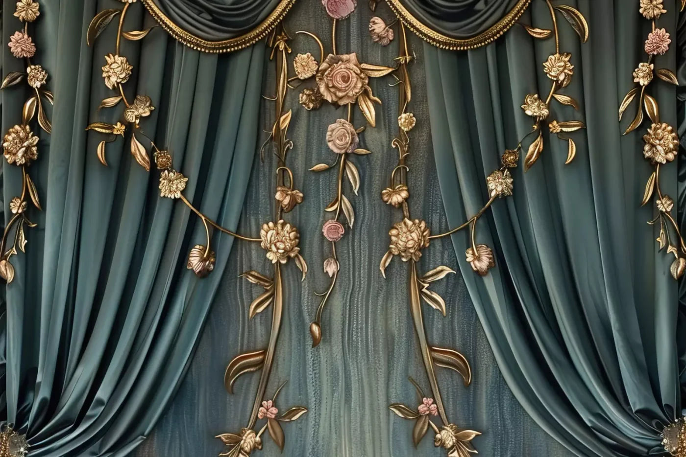Nouveau Floral Curtain 12’X8’ Ultracloth (144 X 96 Inch) Backdrop