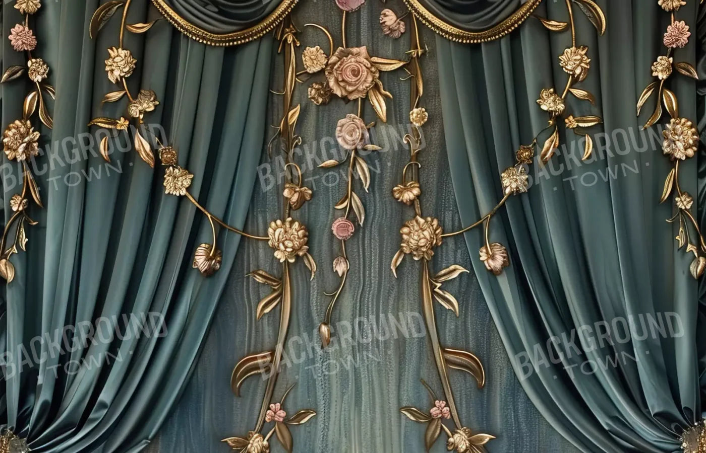 Nouveau Floral Curtain 14’X9’ Ultracloth (168 X 108 Inch) Backdrop