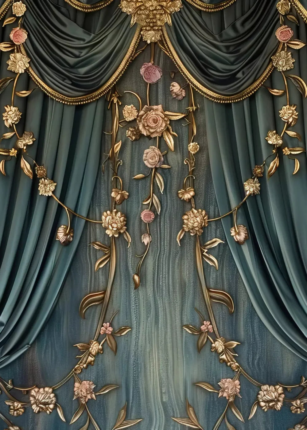 Nouveau Floral Curtain 5’X7’ Ultracloth (60 X 84 Inch) Backdrop