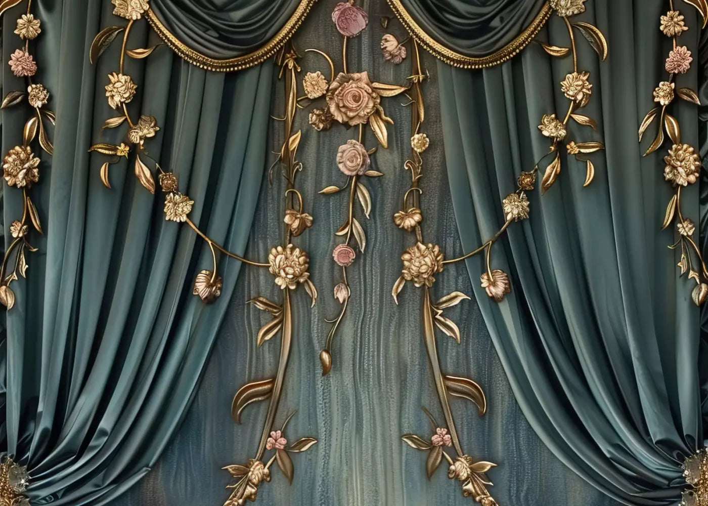 Nouveau Floral Curtain 7’X5’ Ultracloth (84 X 60 Inch) Backdrop