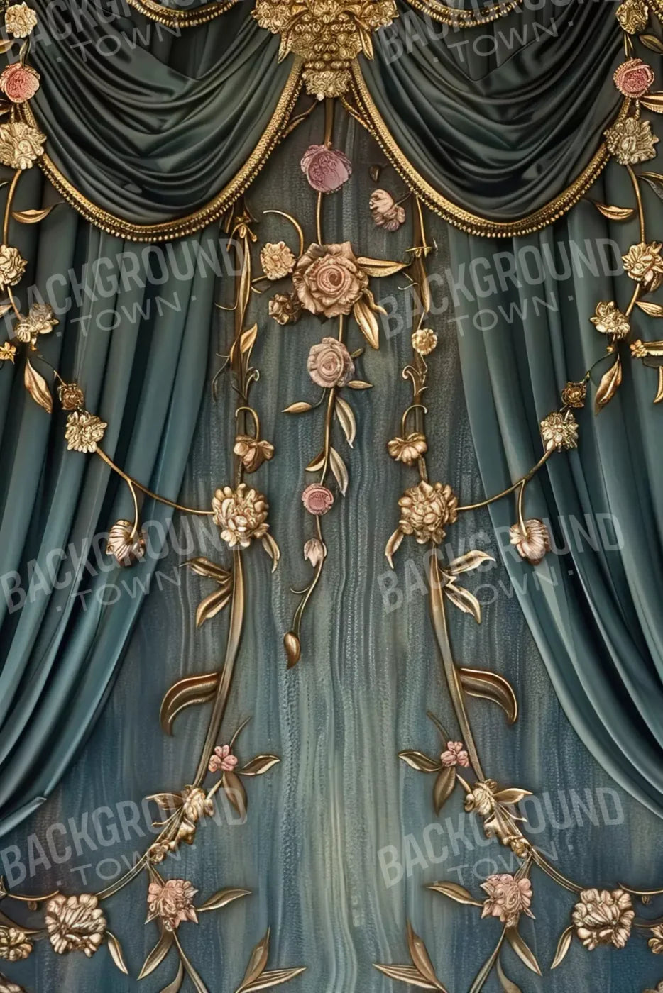 Nouveau Floral Curtain 8’X12’ Ultracloth (96 X 144 Inch) Backdrop