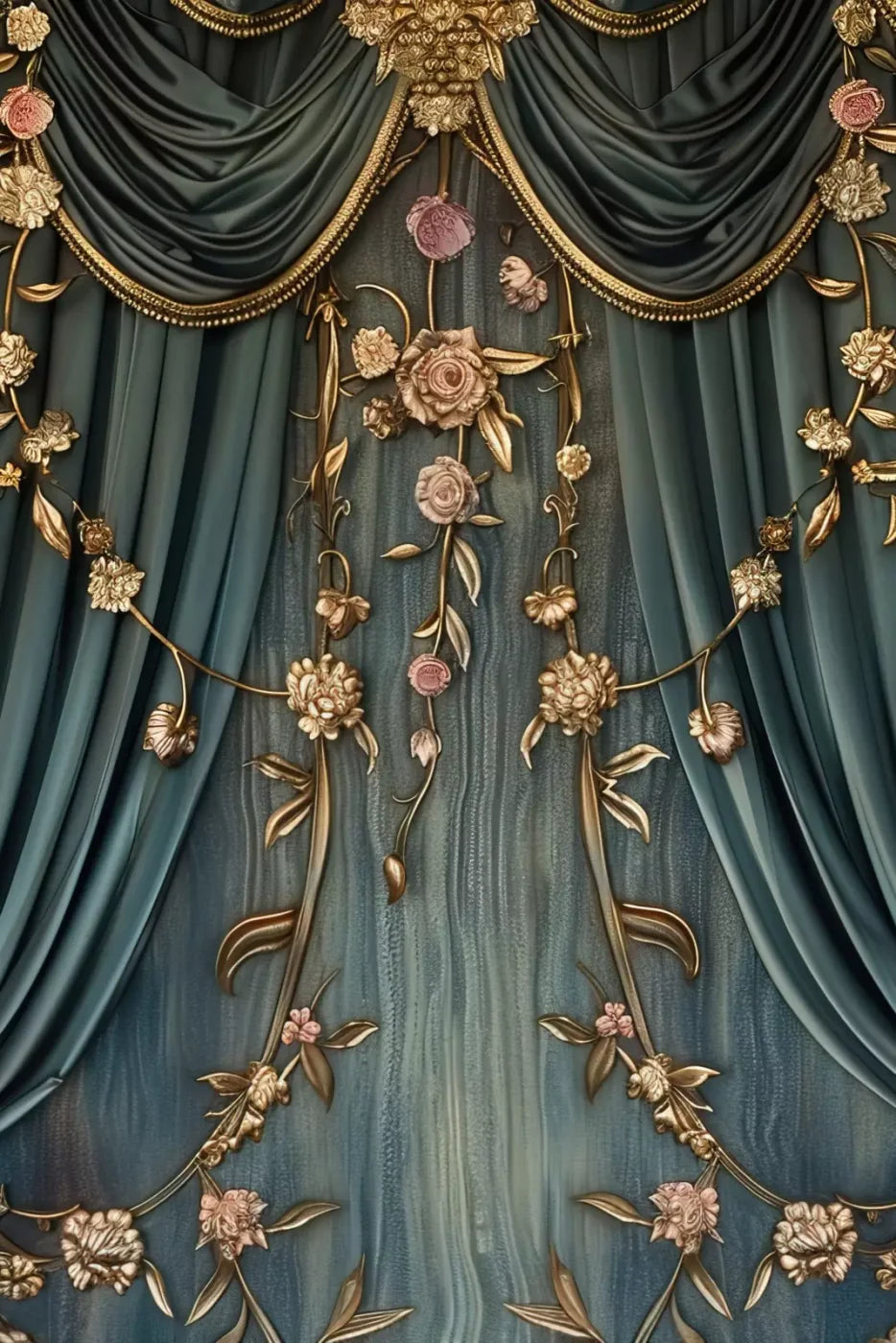 Nouveau Floral Curtain 8’X12’ Ultracloth (96 X 144 Inch) Backdrop