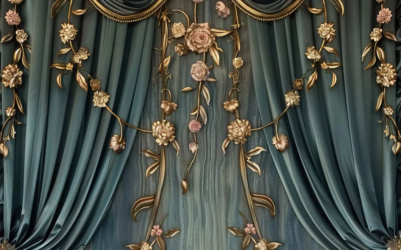 Nouveau Floral Curtain 8’X5’ Ultracloth (96 X 60 Inch) Backdrop