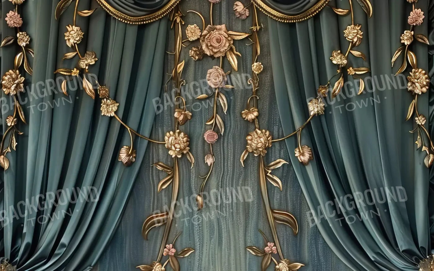 Nouveau Floral Curtain 8’X5’ Ultracloth (96 X 60 Inch) Backdrop