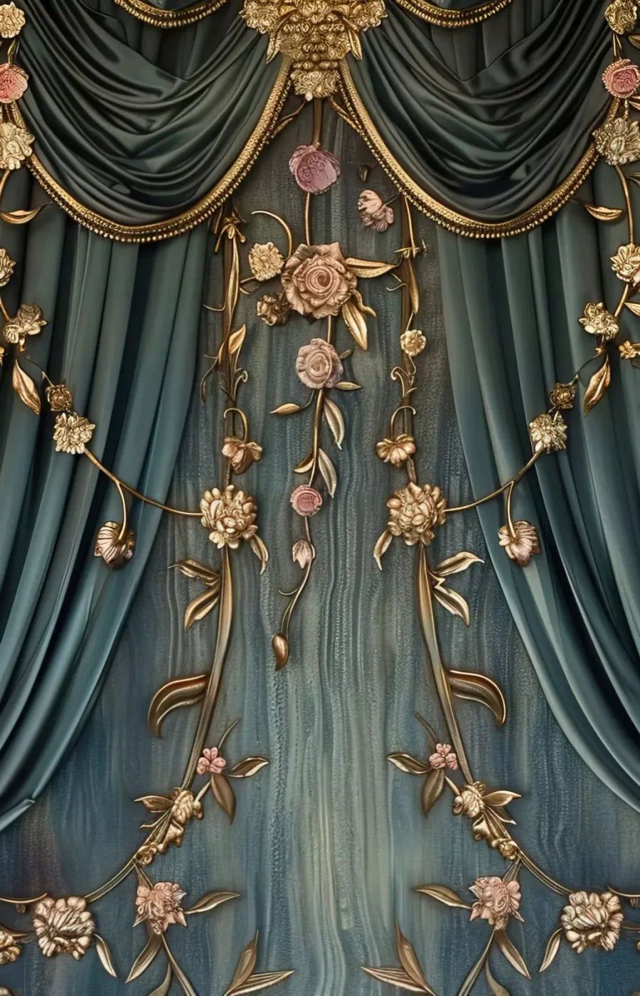 Nouveau Floral Curtain 9’X14’ Ultracloth (108 X 168 Inch) Backdrop