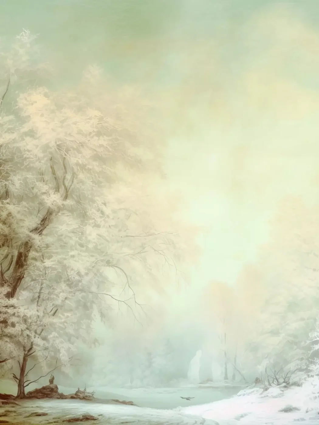 Oil Painted Winter 6’X8’ Fleece (72 X 96 Inch) Backdrop