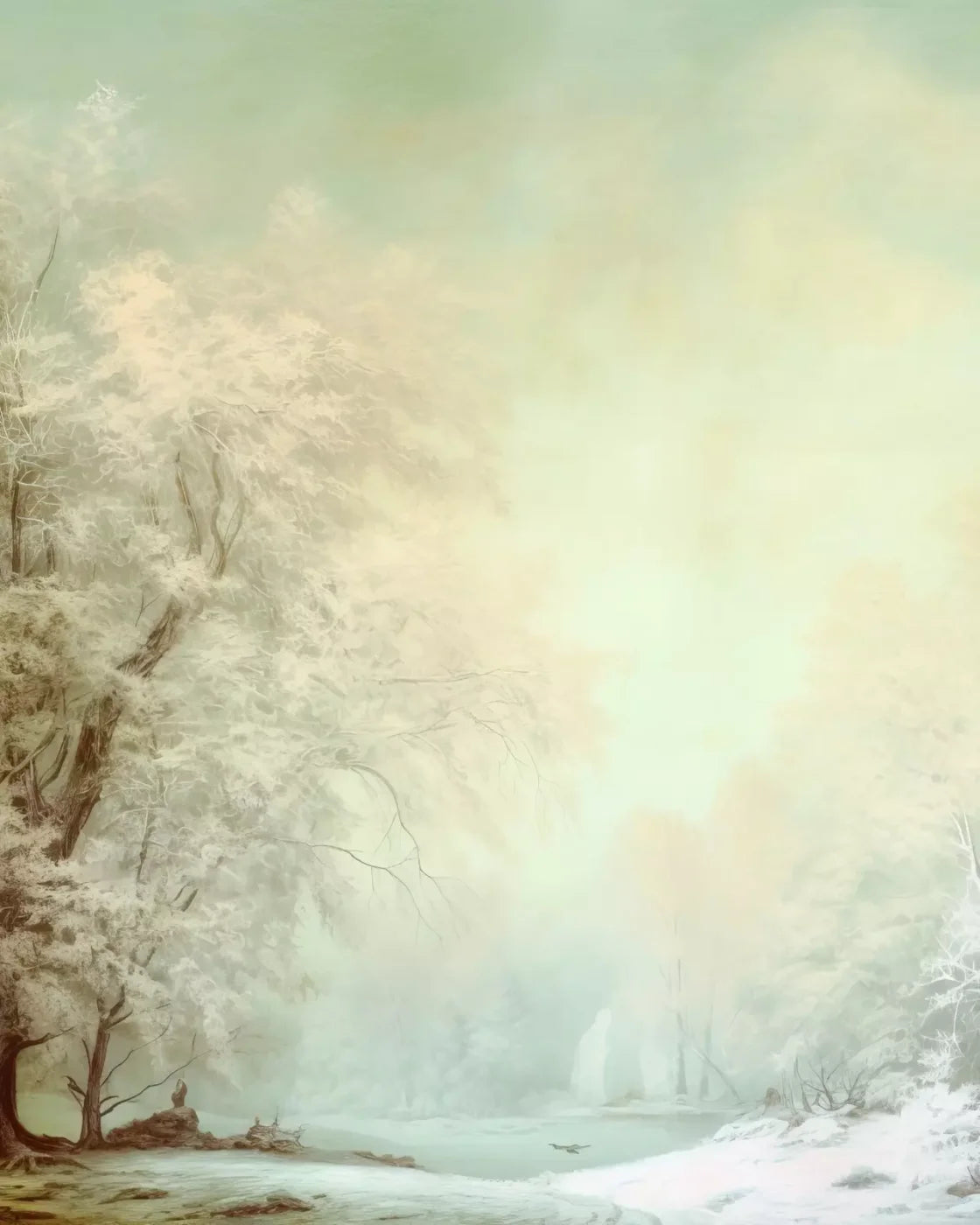 Oil Painted Winter 8’X10’ Fleece (96 X 120 Inch) Backdrop