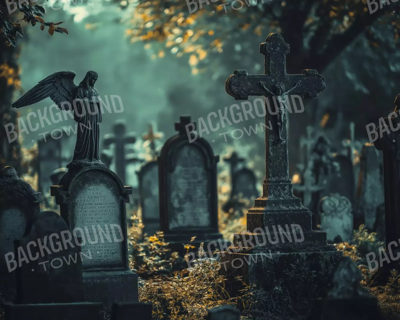 Old Abandoned Cemetary 10’X8’ Fleece (120 X 96 Inch) Backdrop