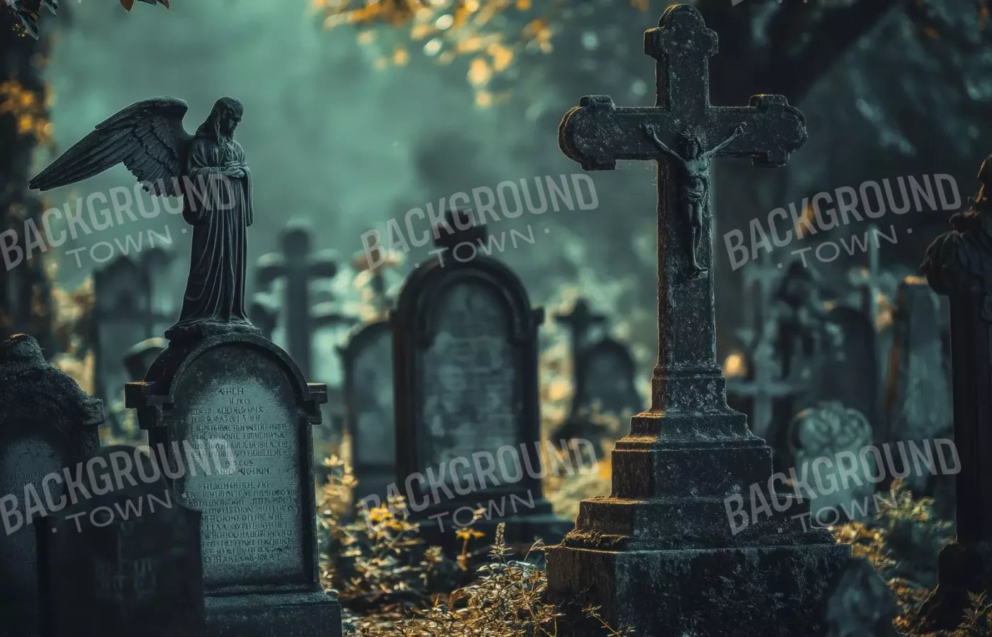 Old Abandoned Cemetary 14’X9’ Ultracloth (168 X 108 Inch) Backdrop