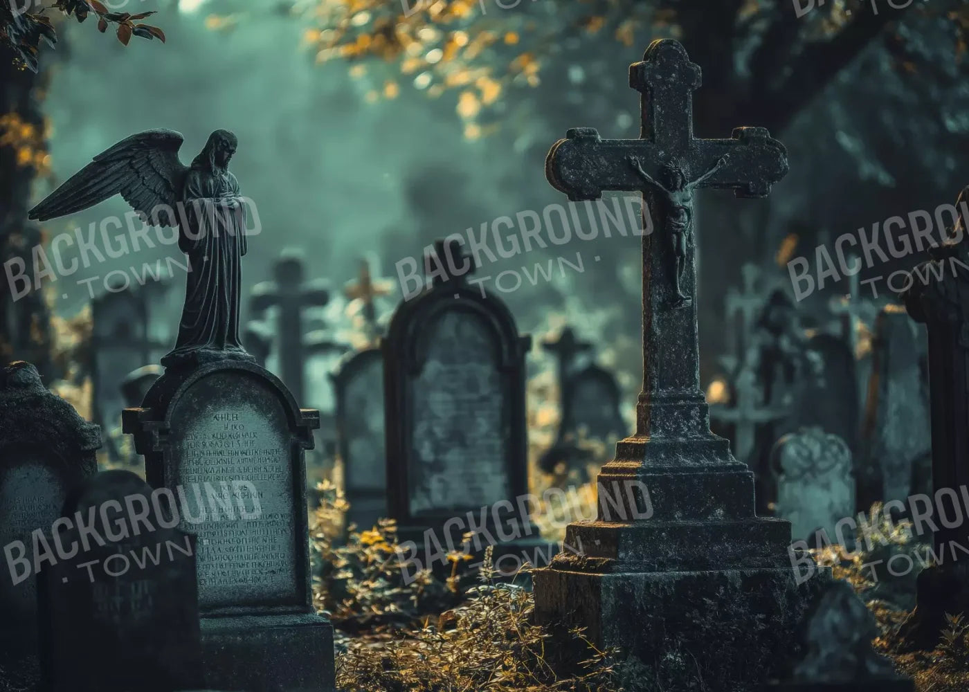 Old Abandoned Cemetary 7’X5’ Ultracloth (84 X 60 Inch) Backdrop