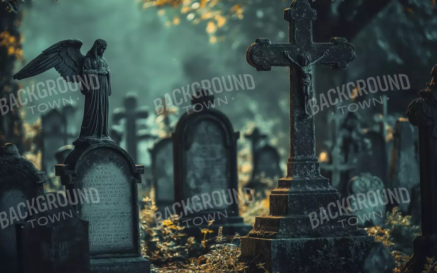 Old Abandoned Cemetary 8’X5’ Ultracloth (96 X 60 Inch) Backdrop