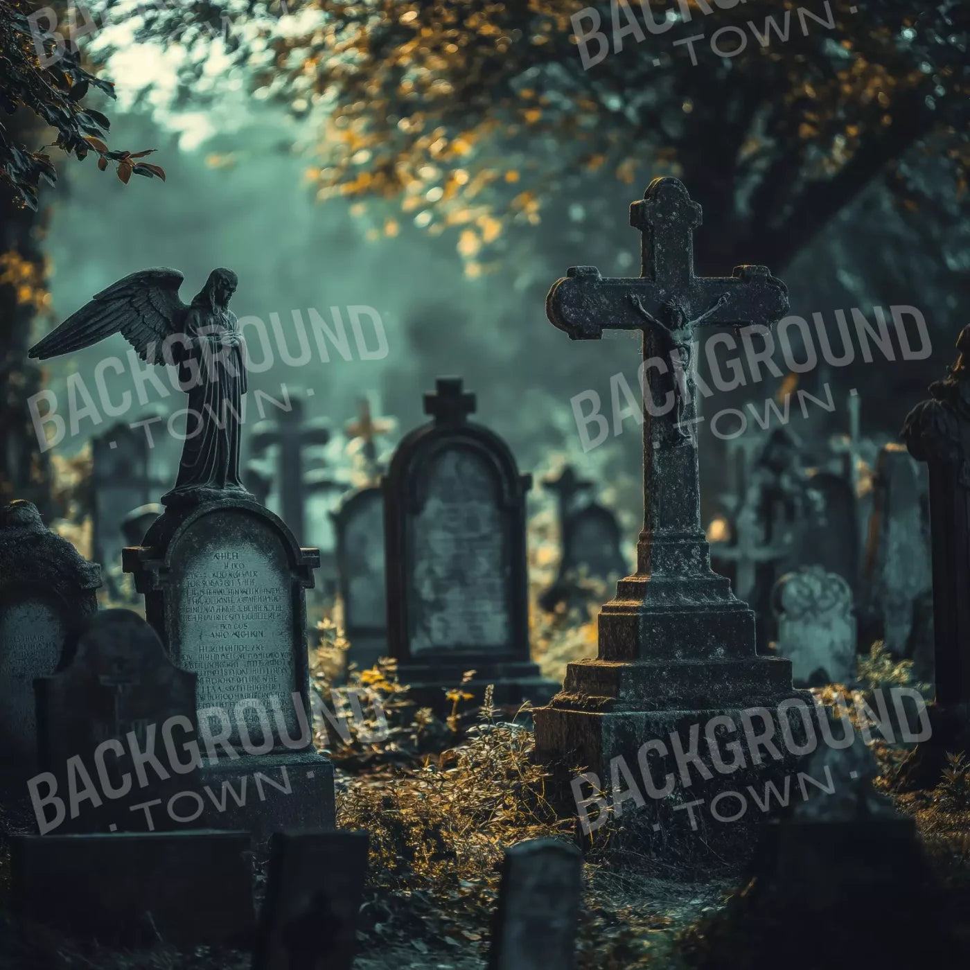 Old Abandoned Cemetary 8’X8’ Fleece (96 X Inch) Backdrop
