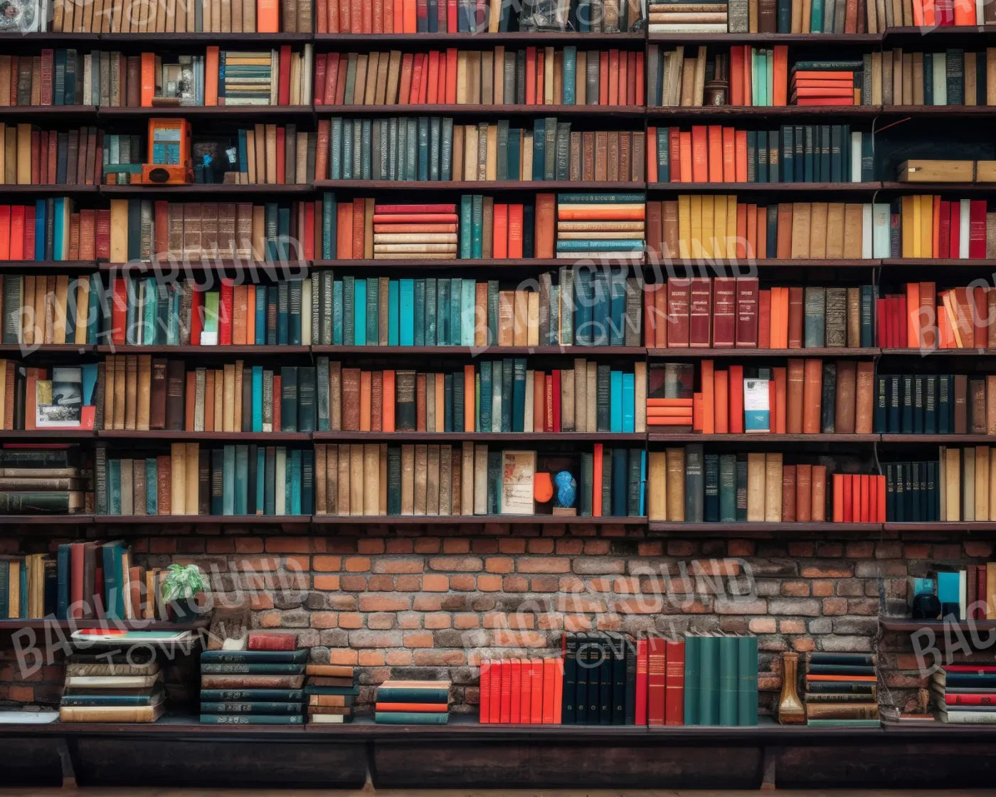 Old Book Shelf 10’x8’ Fleece (120 x 96 inch) Backdrop