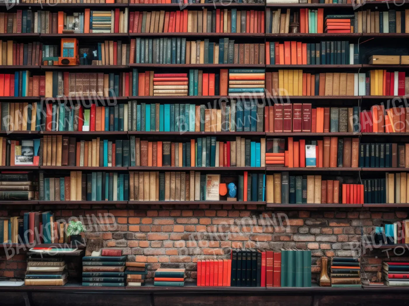 Old Book Shelf 6’8x5’ Fleece (80 x 60 inch) Backdrop