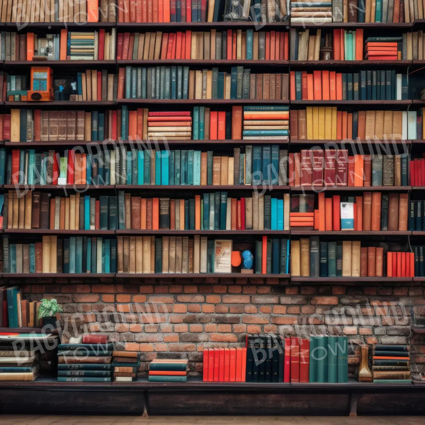 Old Book Shelf 8’x8’ Fleece (96 x 96 inch) Backdrop