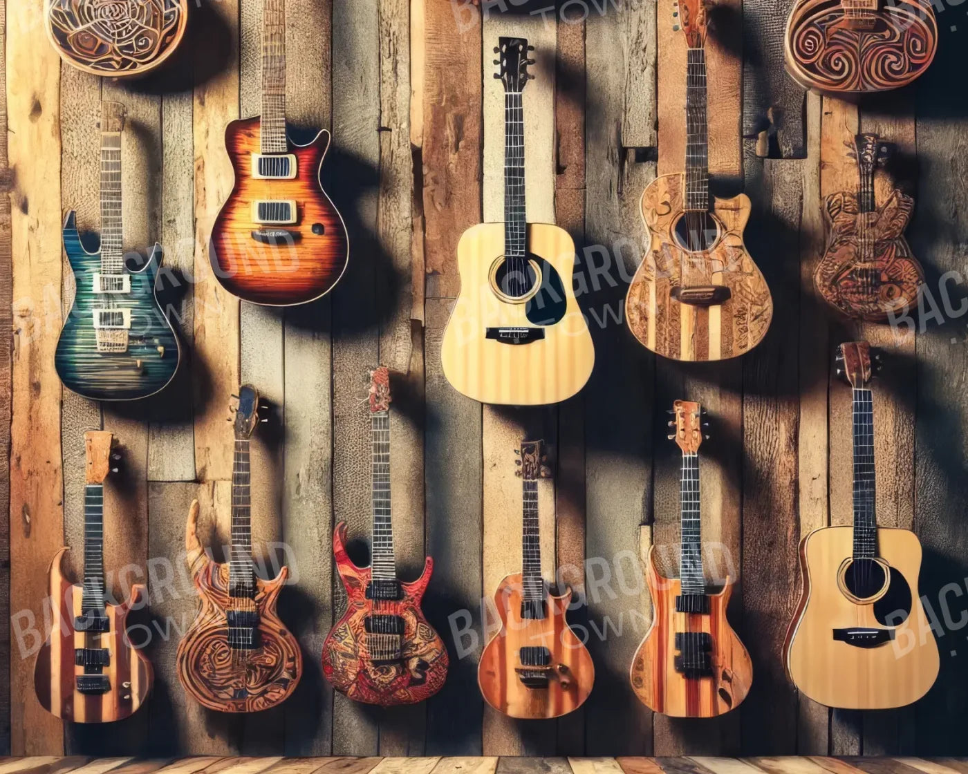 Old Guitars 10’x8’ Fleece (120 x 96 inch) Backdrop