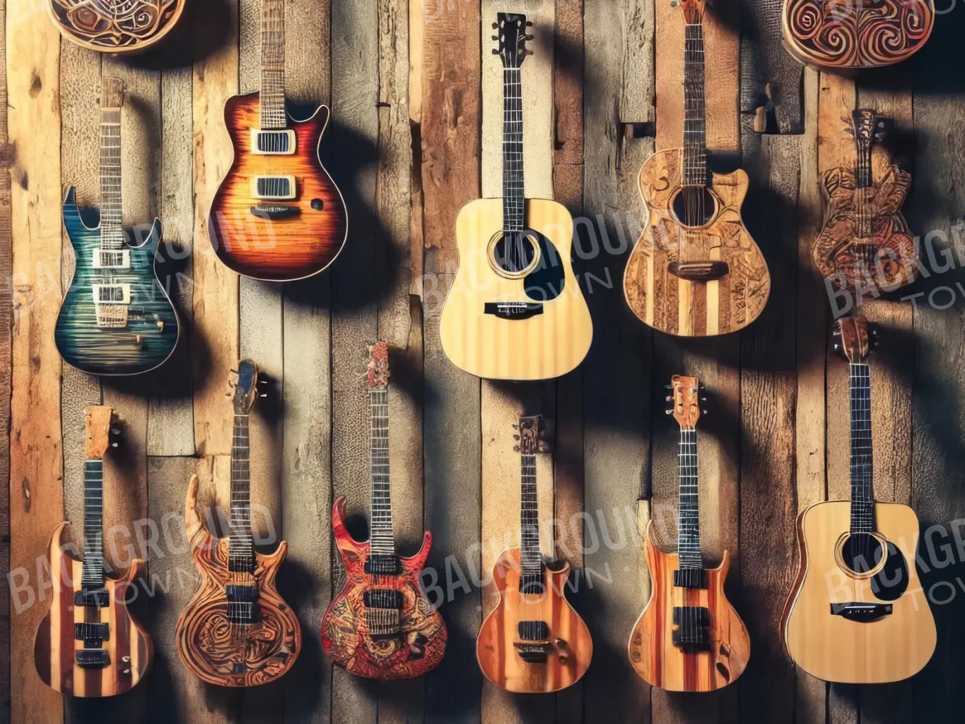 Old Guitars 6’8x5’ Fleece (80 x 60 inch) Backdrop