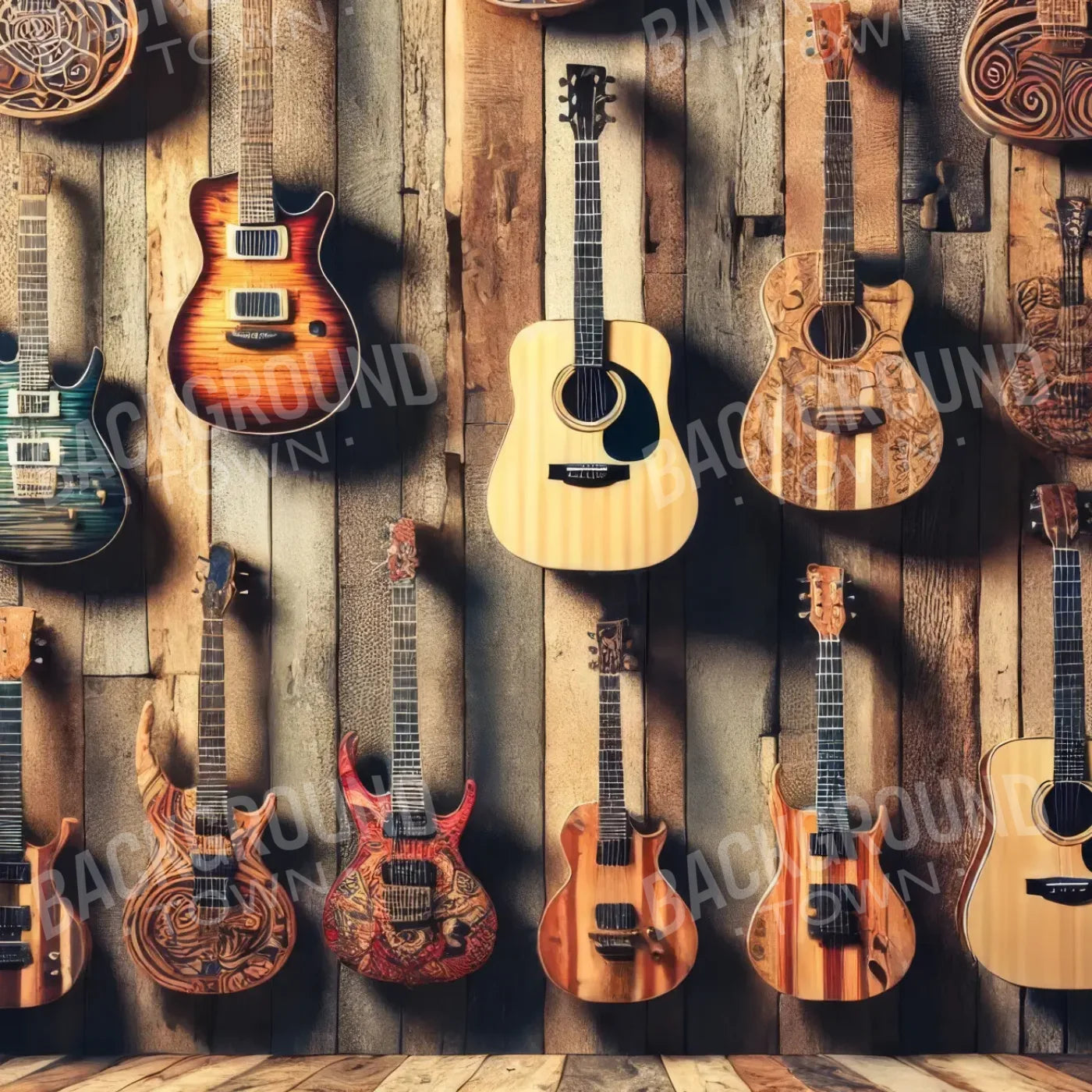Old Guitars 8’x8’ Fleece (96 x 96 inch) Backdrop