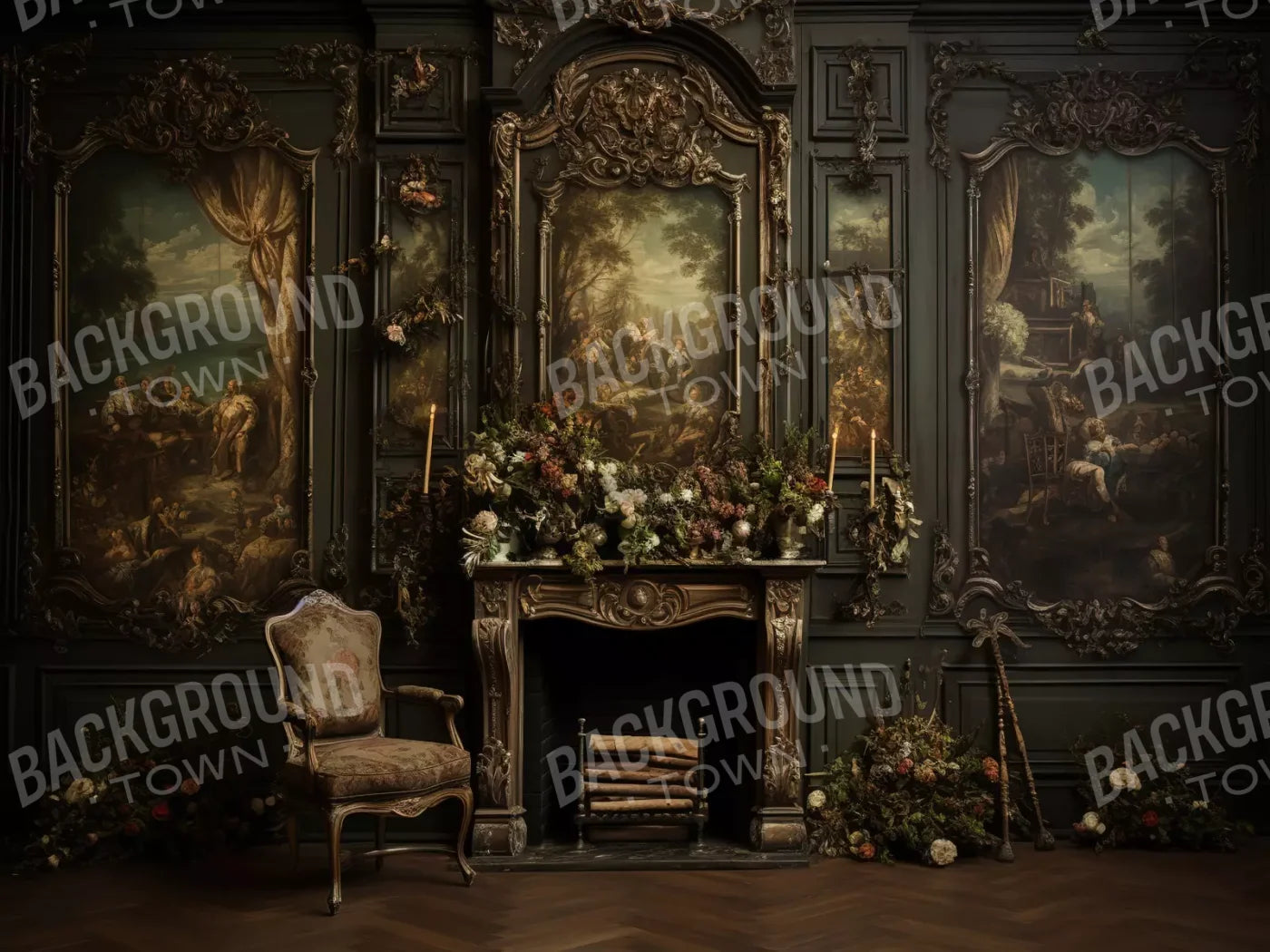 Old Masters Room Ii 6’8X5’ Fleece (80 X 60 Inch) Backdrop