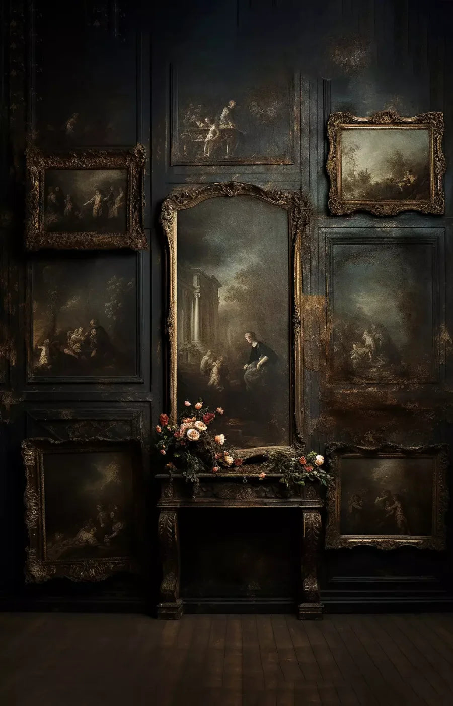 Old Masters Room Iv 9’X14’ Ultracloth (108 X 168 Inch) Backdrop