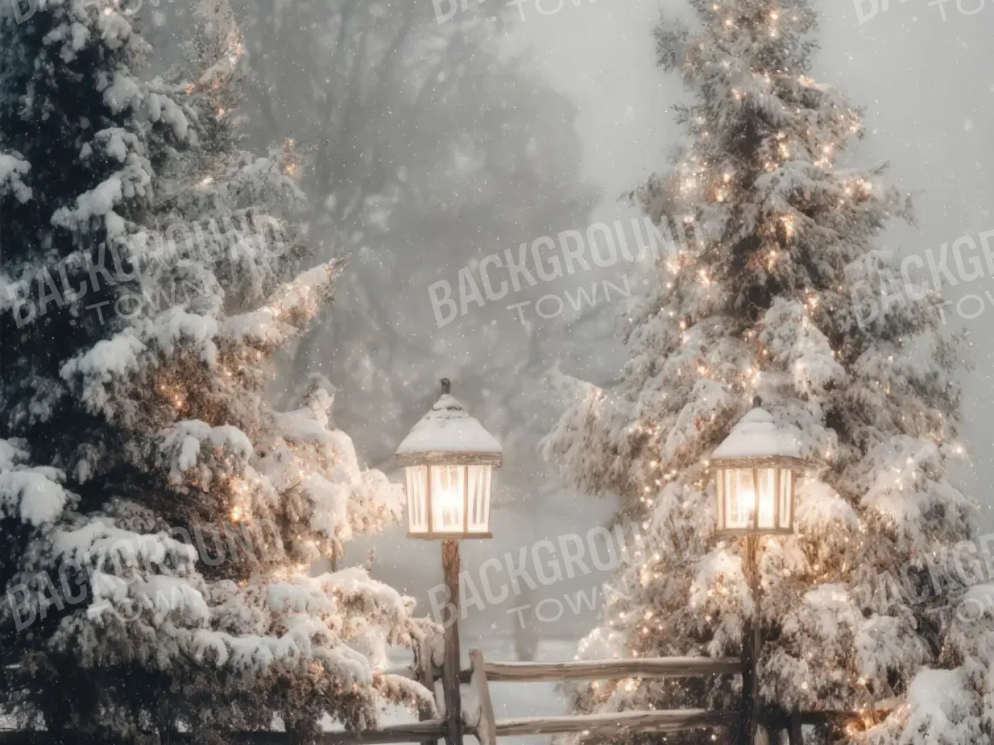 Old Time Christmas 8’x6’ Fleece (96 x 72 inch) Backdrop