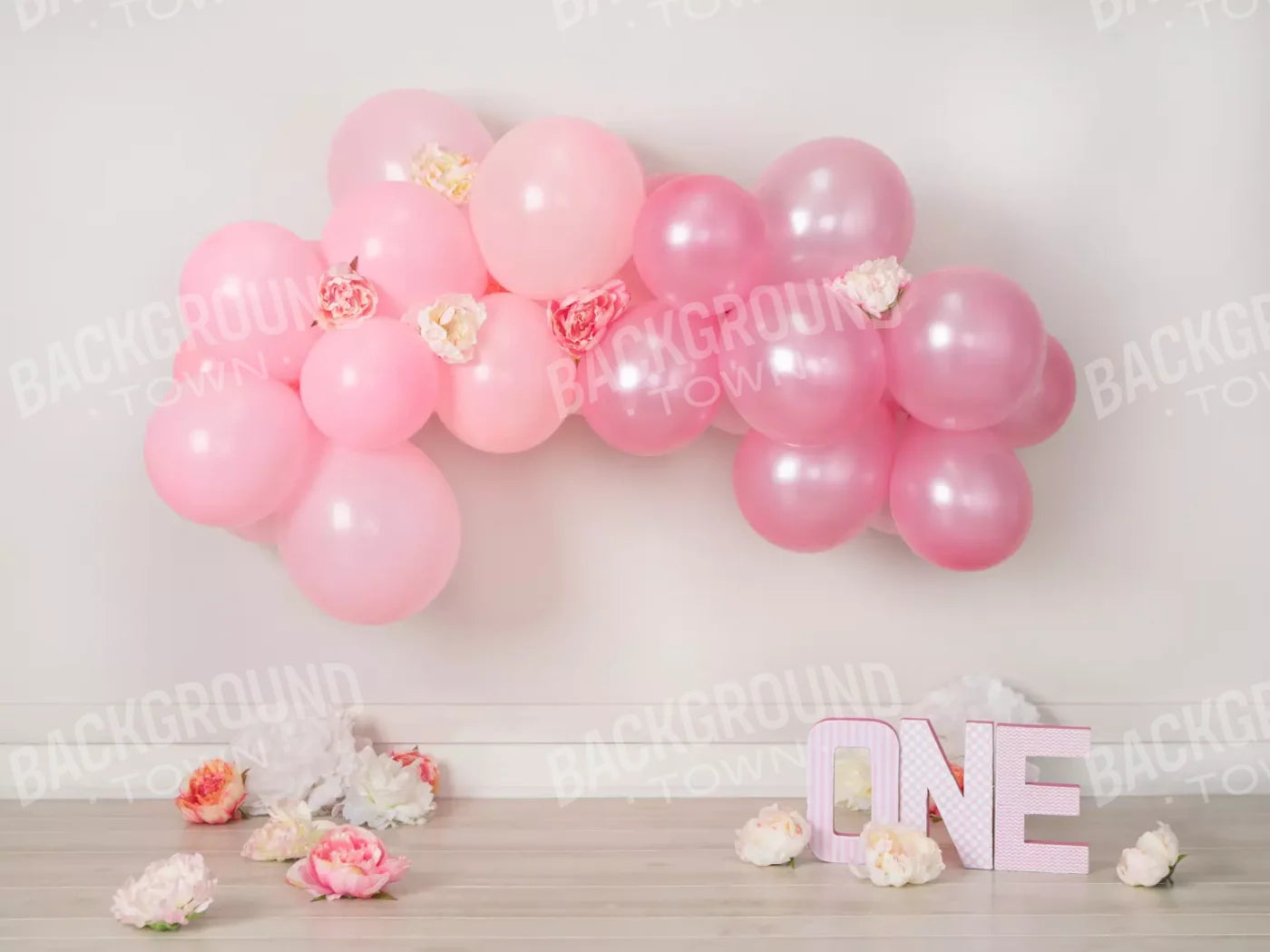 One Pink Birthday 10X8 Fleece ( 120 X 96 Inch ) Backdrop