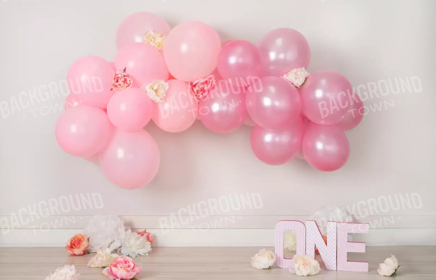 One Pink Birthday 12X8 Ultracloth ( 144 X 96 Inch ) Backdrop