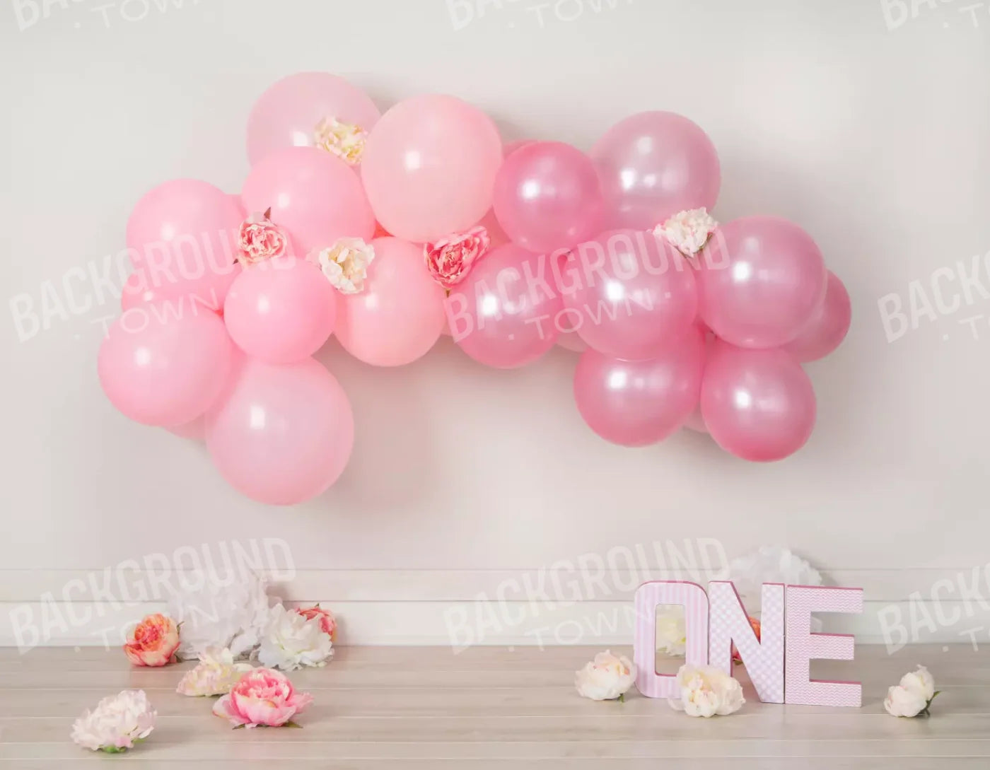 One Pink Birthday 8X6 Fleece ( 96 X 72 Inch ) Backdrop